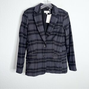 Free Assembly Blazer Jacket Women Small Boyfriend Plaid Coat Gray Black RCL